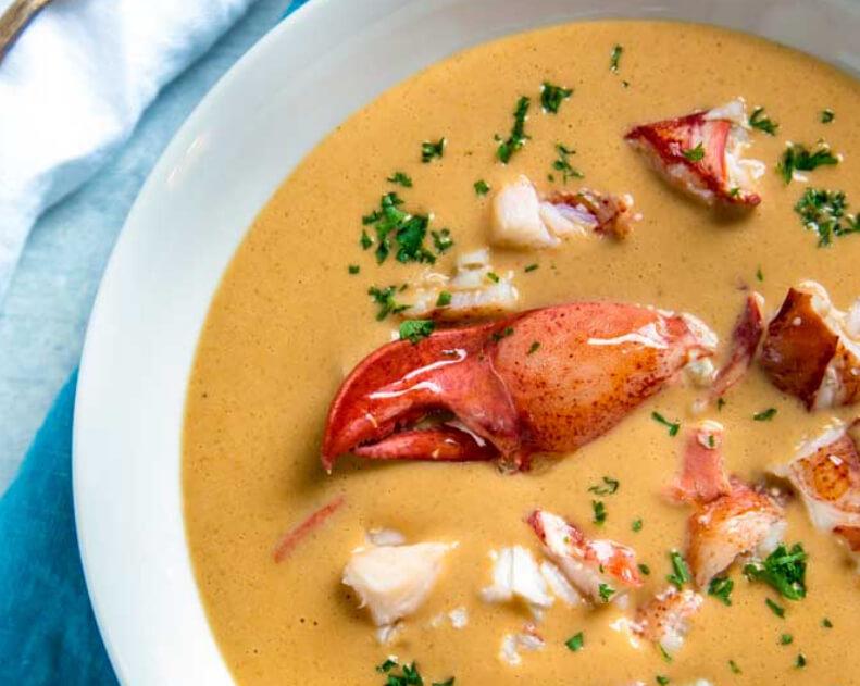 Soup with lobster meat